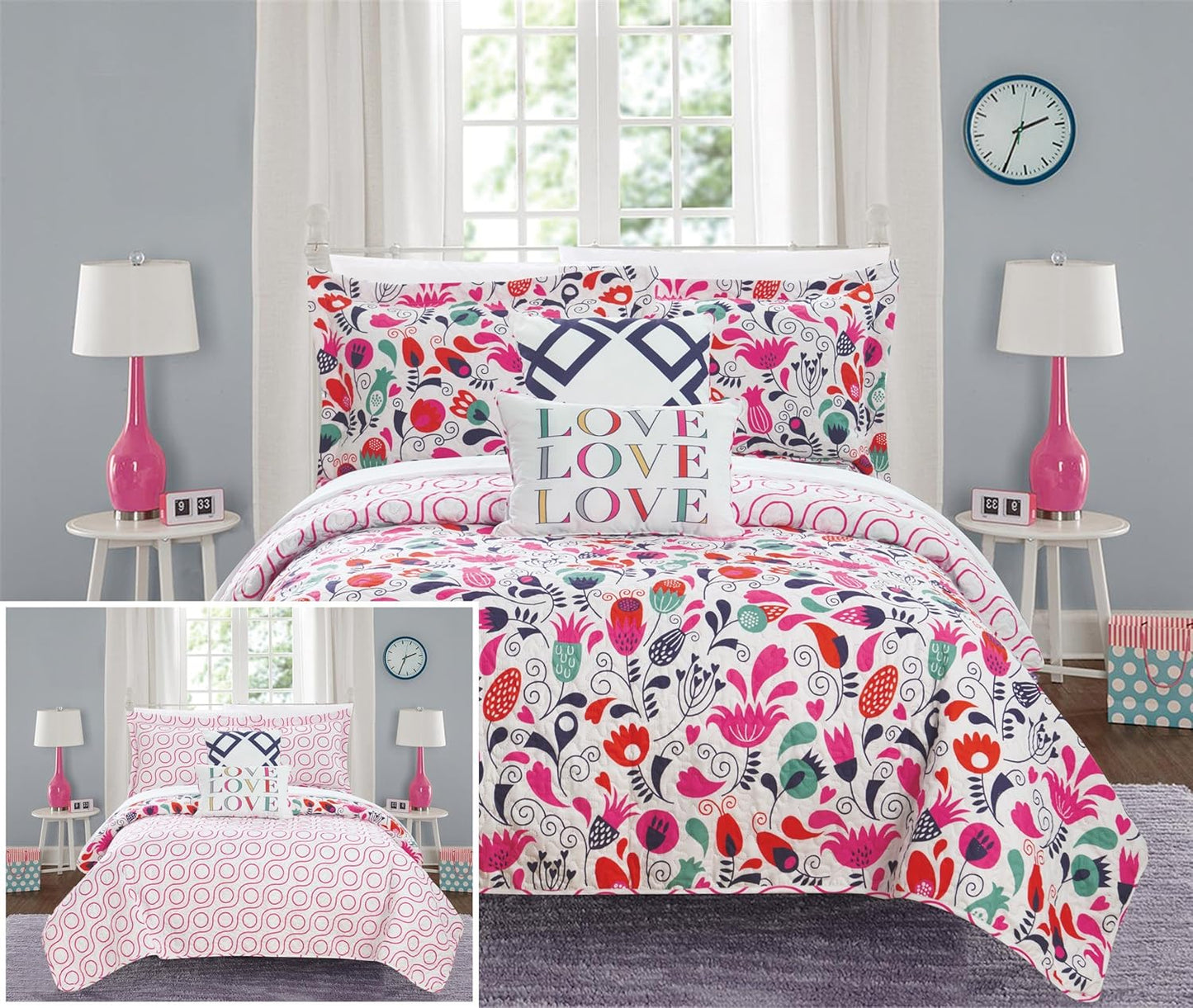 Twin / Twin XL Chic Home Meritt 5 Piece Reversible Quilt Set