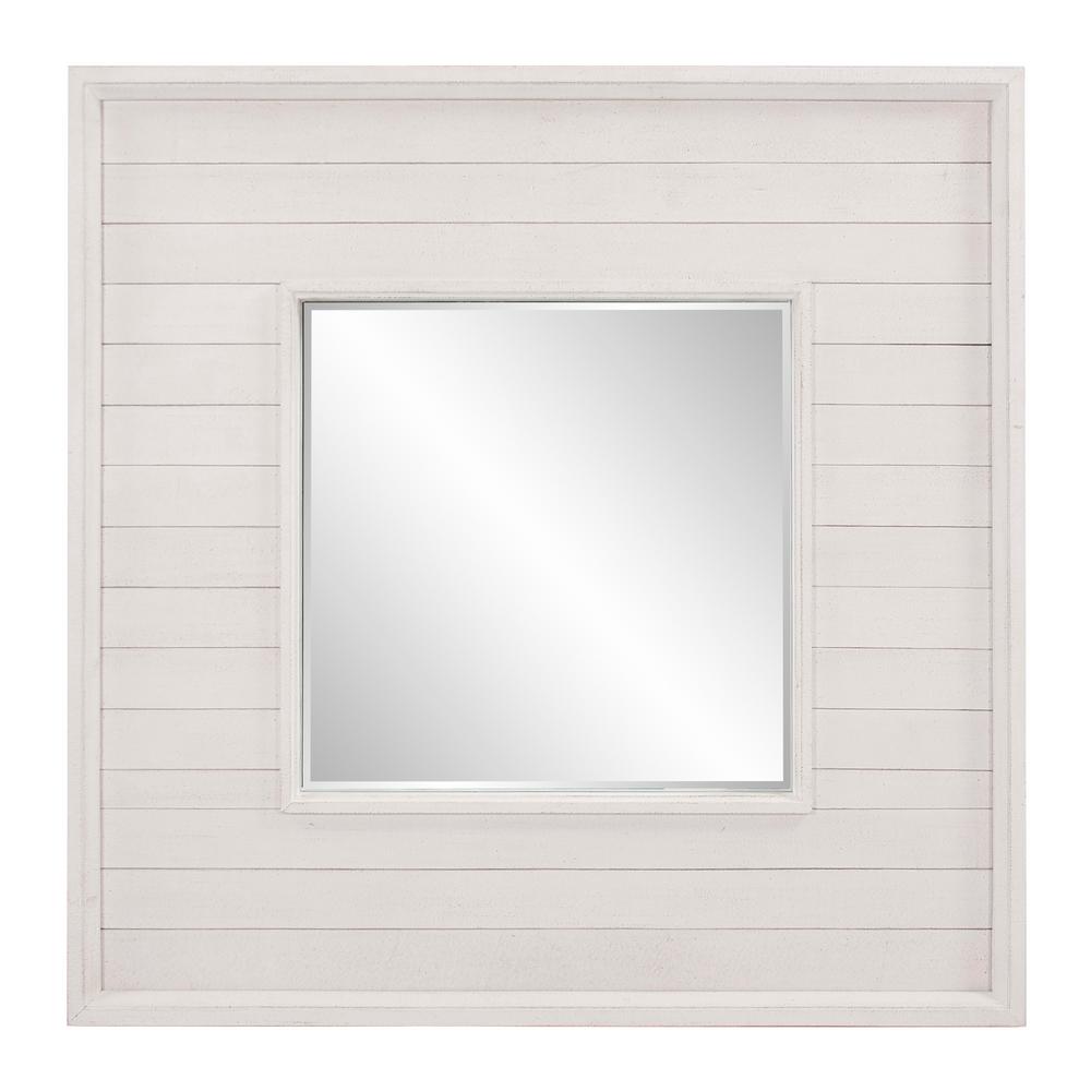 Square White Antiqued Classic Shiplap Mirror - 36" x 36"