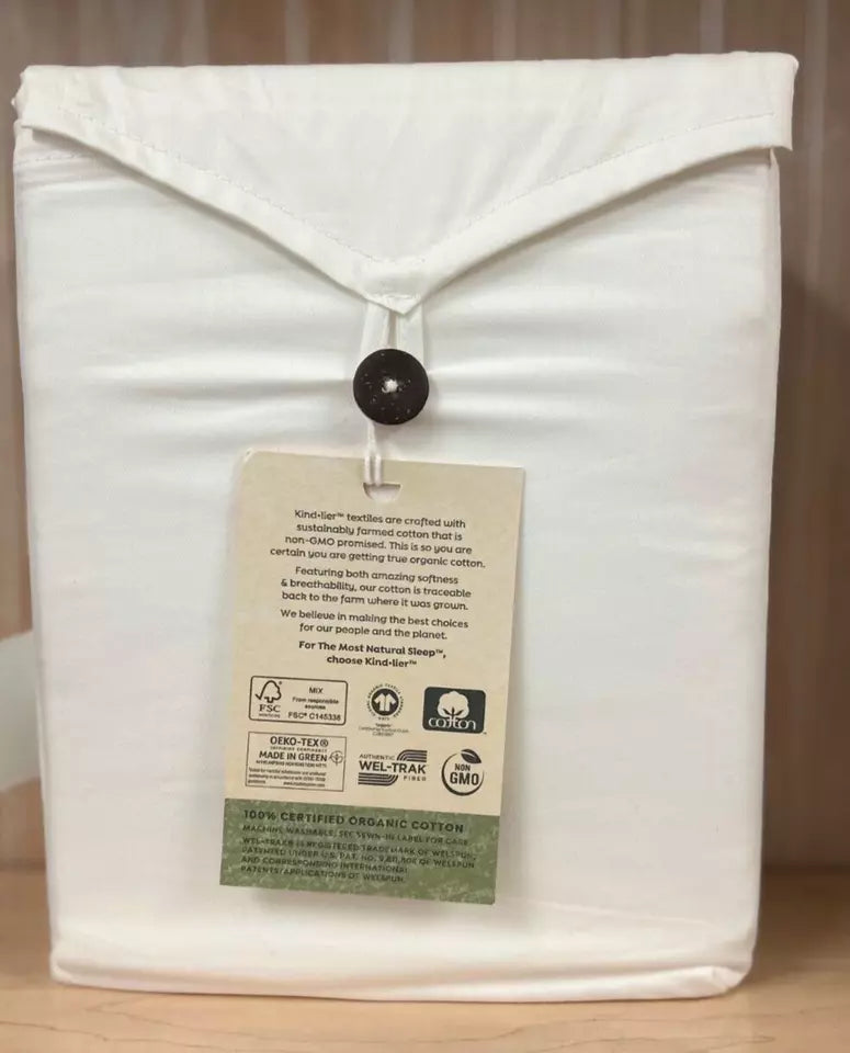 100% Organic Cotton White Queen Sheet Set - Kindler