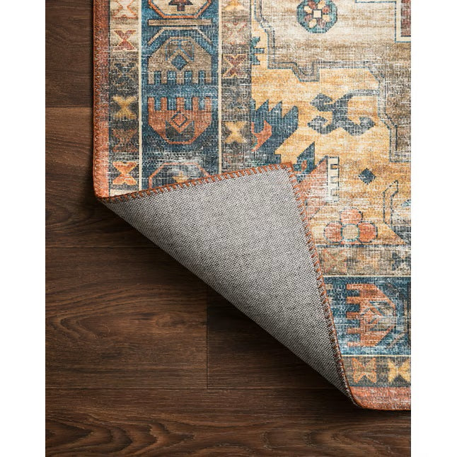 Loloi Skye Rust/Blue 7 Ft. 6 In. x 9 Ft. 6 In. Printed Boho Vintage Area Rug