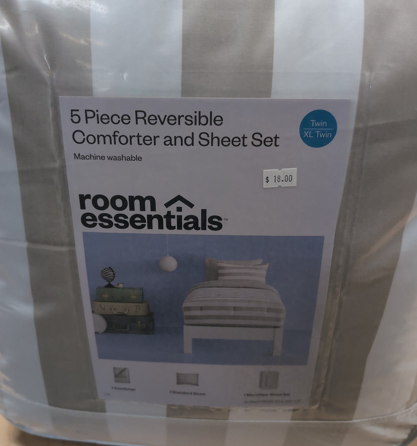 5pc Comforter & Sheets Set Stripe - Room Essentials