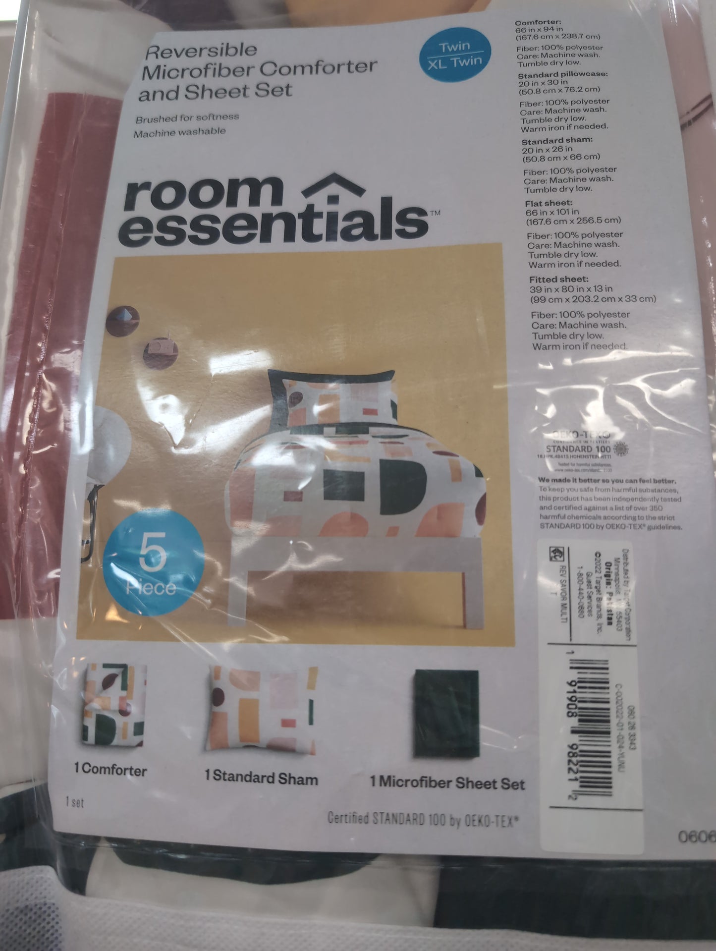 5pc Twin Extra Long Savor Microfiber Reversible Comforter & Sheets Set - Room Essentials