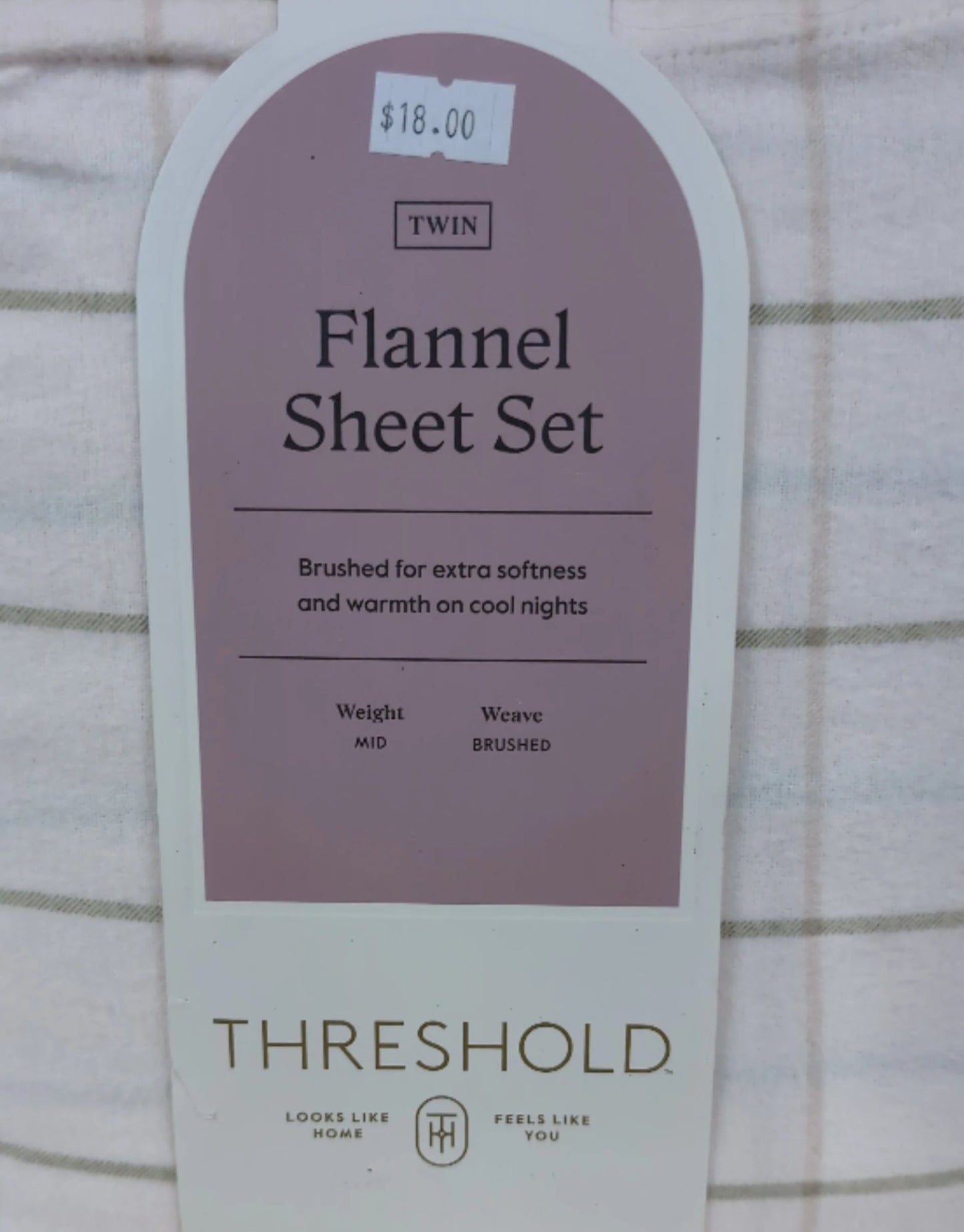Twin Flannel Sheet Set Ivory Windowpane - Threshold