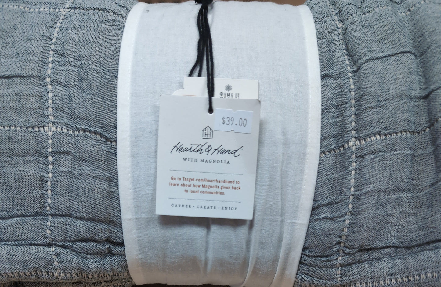 Hearth & Hand Magnolia Tein Windowpane Matelassé Coverlet Brand New BLUE