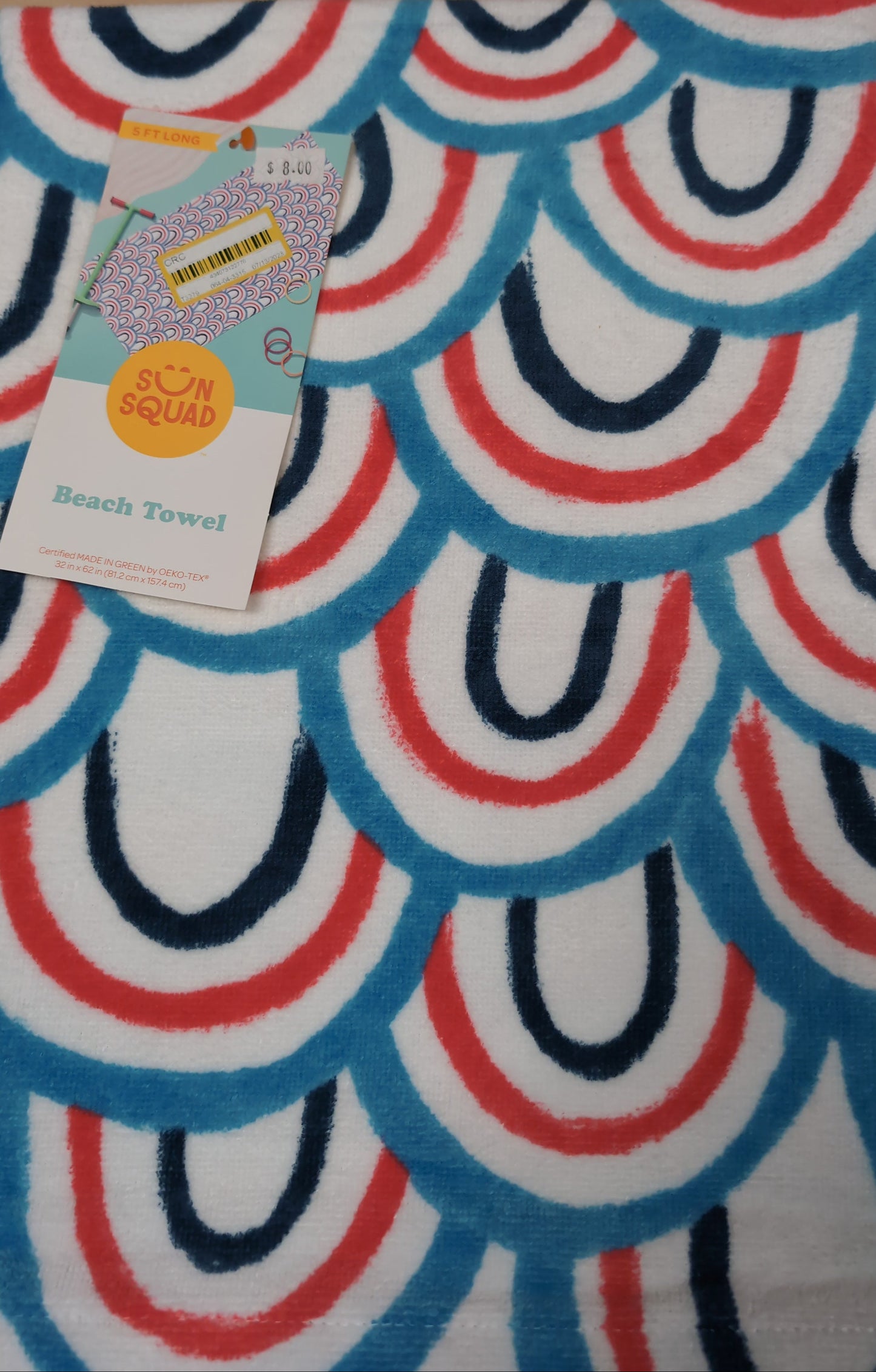 Scallops Red, White & Blue Beach Towel - Sun Squad