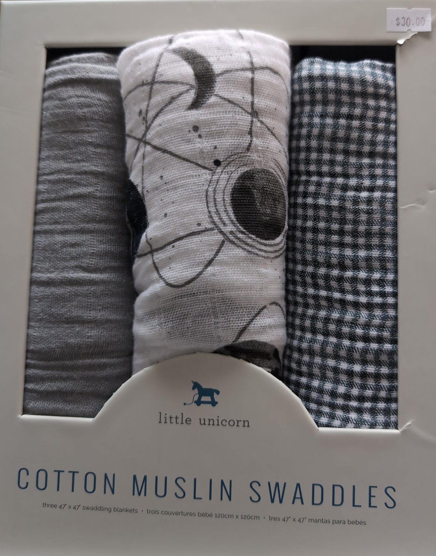 Little Unicorn Cotton Muslin Swaddle Blanket - Planetary - 3pk