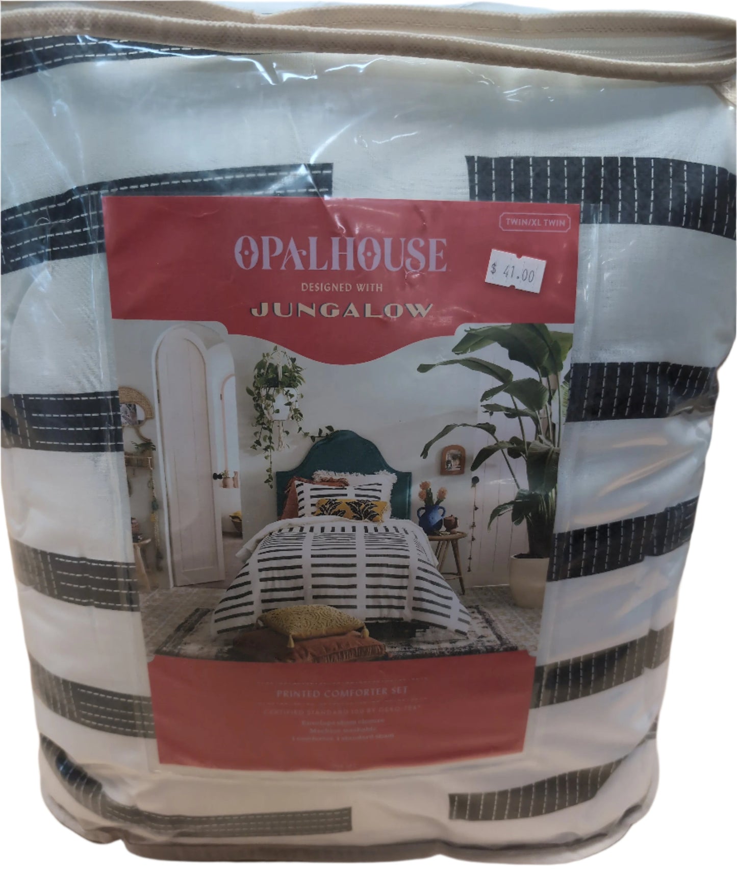 Twin /Twin XL Dash Print Comforter & Sham Set White/Black Opalhouse