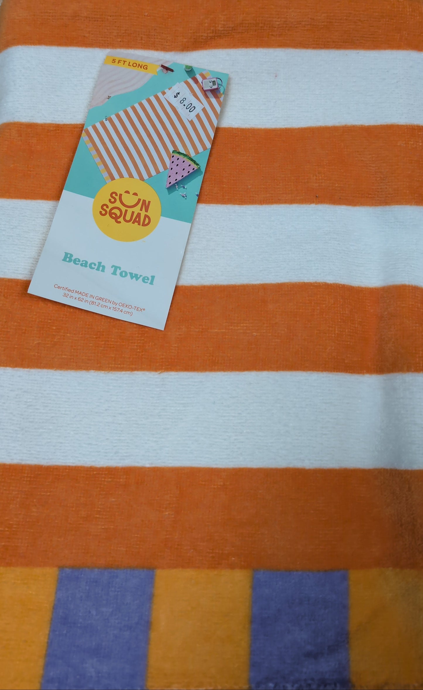Striped Beach Towel Orange/Yellow - Sun Squad