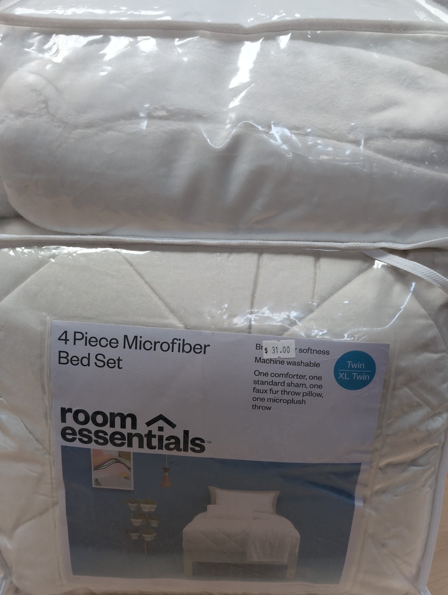 Twin/Extra Long Twin Solid Microfiber Reversible Decorative Bed Set with Throw