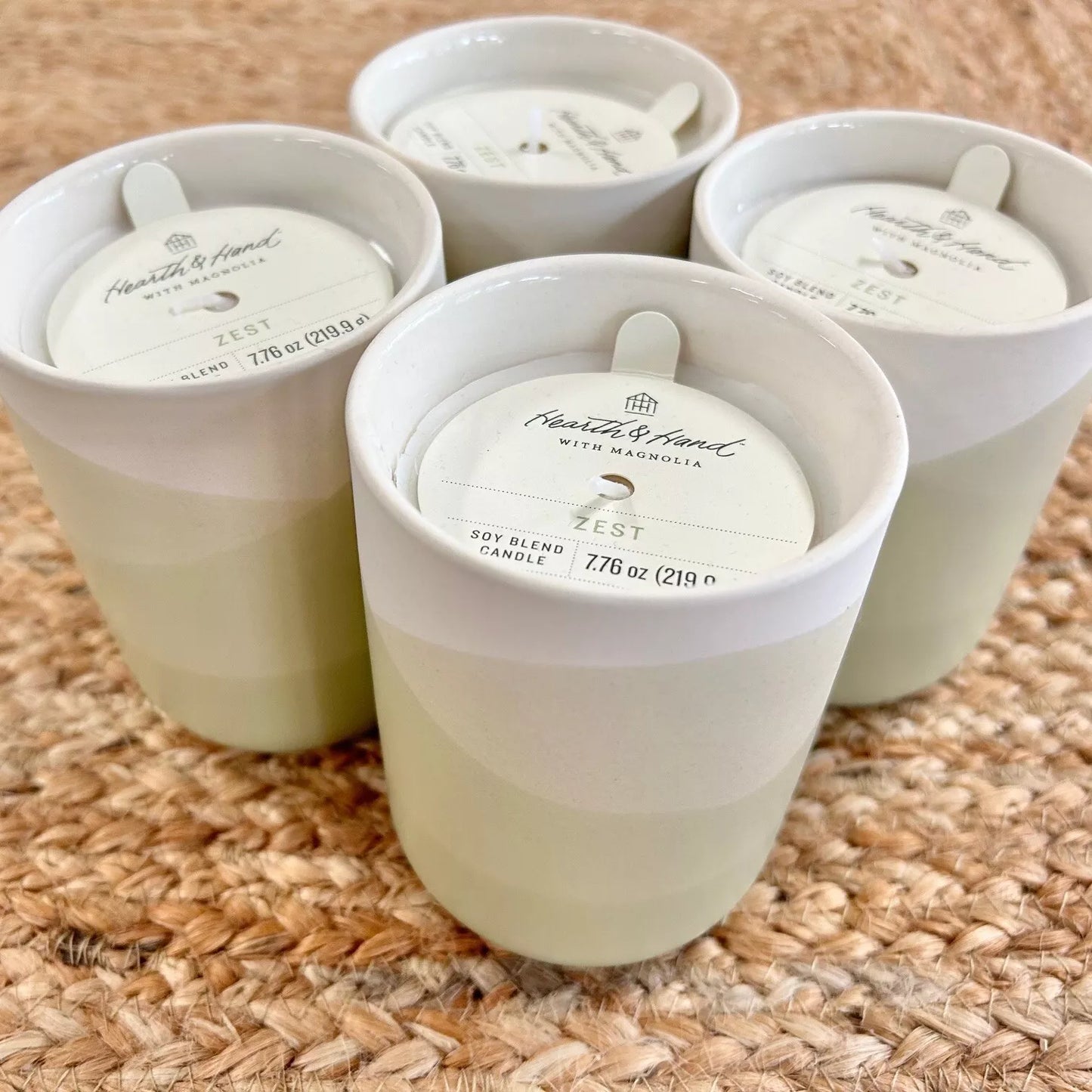Set of 4 Hearth & Hand with Magnolia ZEST Soy Wax Candles Ceramic