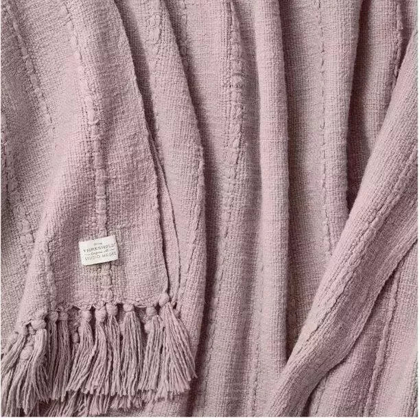 60"x86" Oversized 100% Cotton Bed Throw Blush - Threshold™ designed with Studio McGee