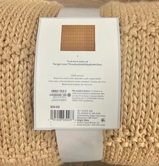 Grid Knit Throw Blanket Camel - Threshold™ designed with Studio McGee