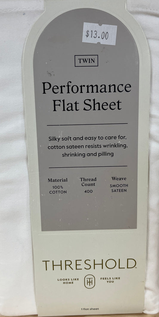Twin/Twin XL 400 Thread Count Performance Flat Sheet White - Threshold