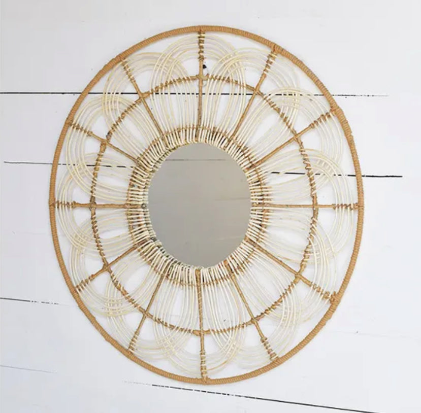 26.77” Rattan Weave Mirror