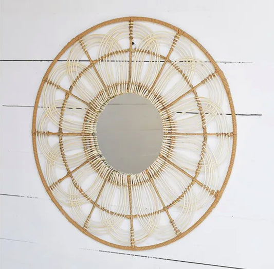 26.77” Rattan Weave Mirror