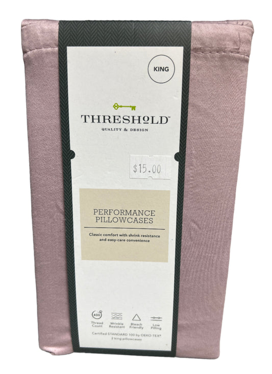 King 400 Thread Count Solid Cotton Performance Pillowcase Set Mauve - Threshold