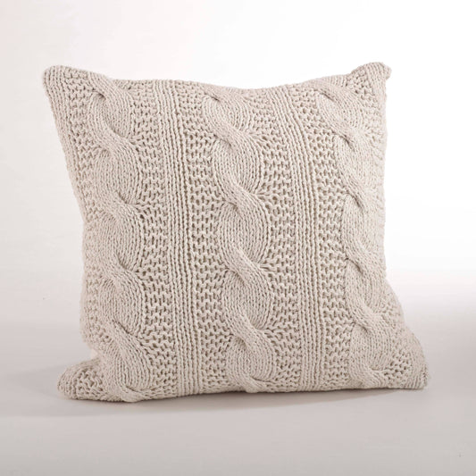 Cable Knit Design Pillow - Down Filled: Vanilla / Down Insert / 20"