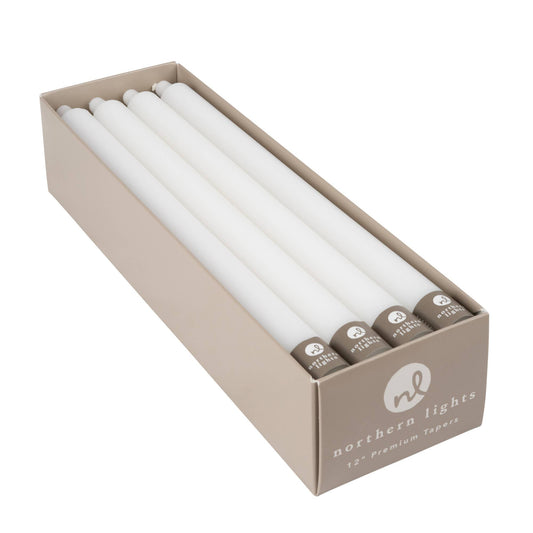 12" Taper Candles - Pure White