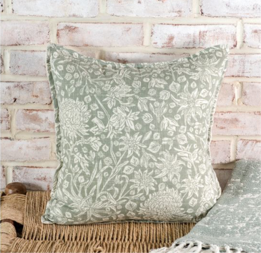 16" X 16" Olive Floral Pillow