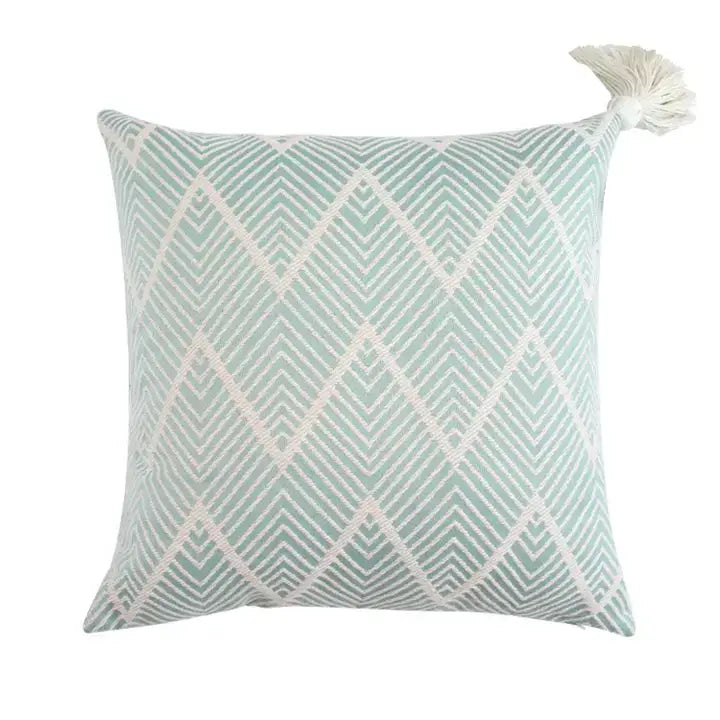 Light Green Chevron Cotton Blend 18" Throw Pillow : Cover + Insert