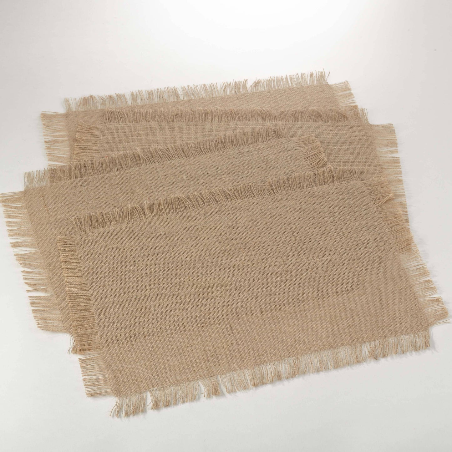 Set of 4 - Natural Fringed Jute 13x19 Inch Woven Placemats