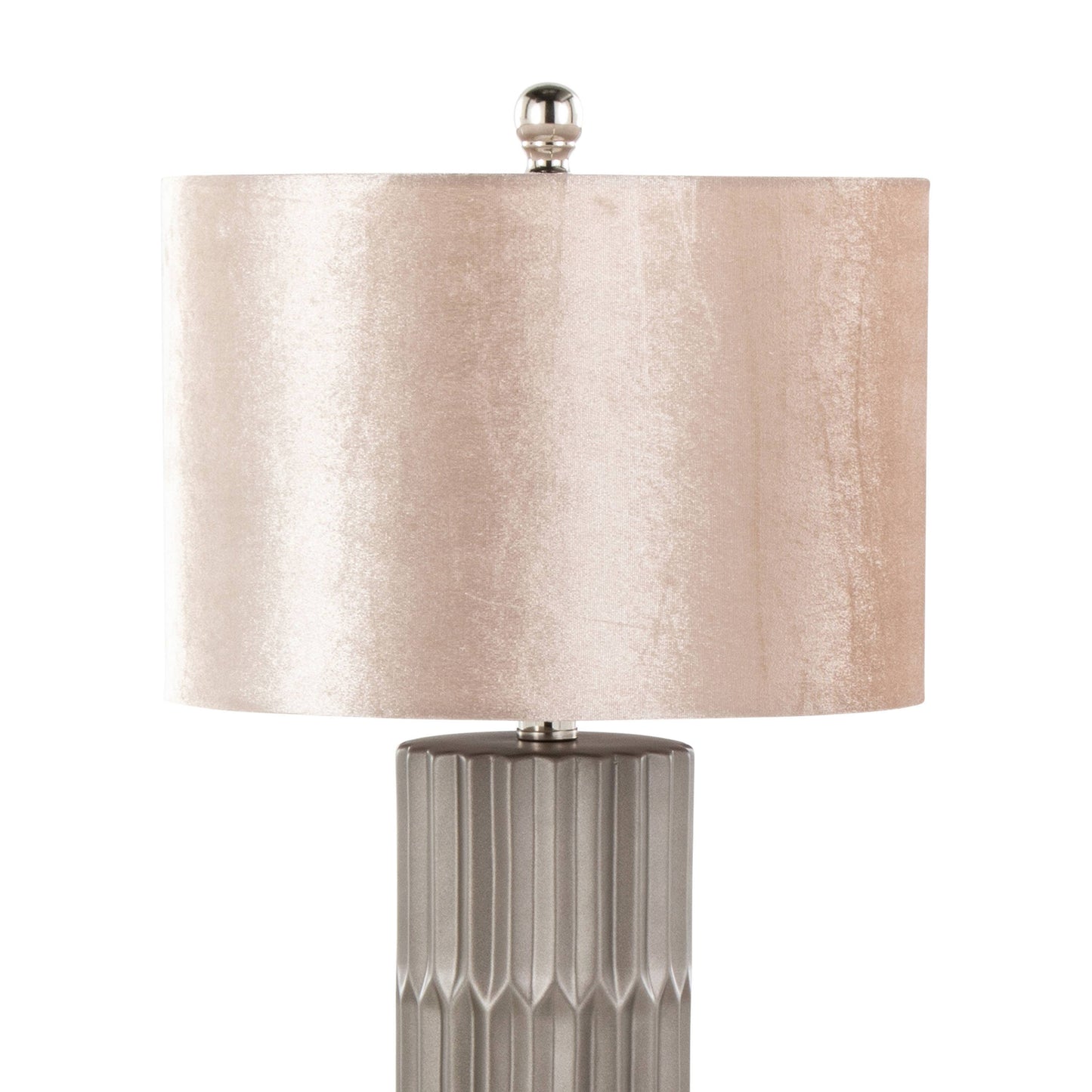Tania 22" Ceramic Table Lamp: Brown & Brown Metallic Ceramic, Champagne Shade