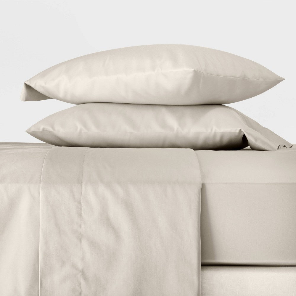 Full 300 Thread Count Temperature Regulating Solid Sheet Set Natural - Casaluna