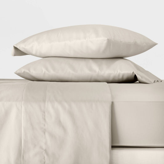 Full 300 Thread Count Temperature Regulating Solid Sheet Set Natural - Casaluna