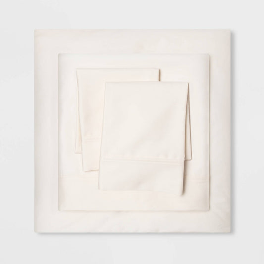Full 500 Thread Count Tri-Ease Solid Sheet Set Ivory - Threshold
