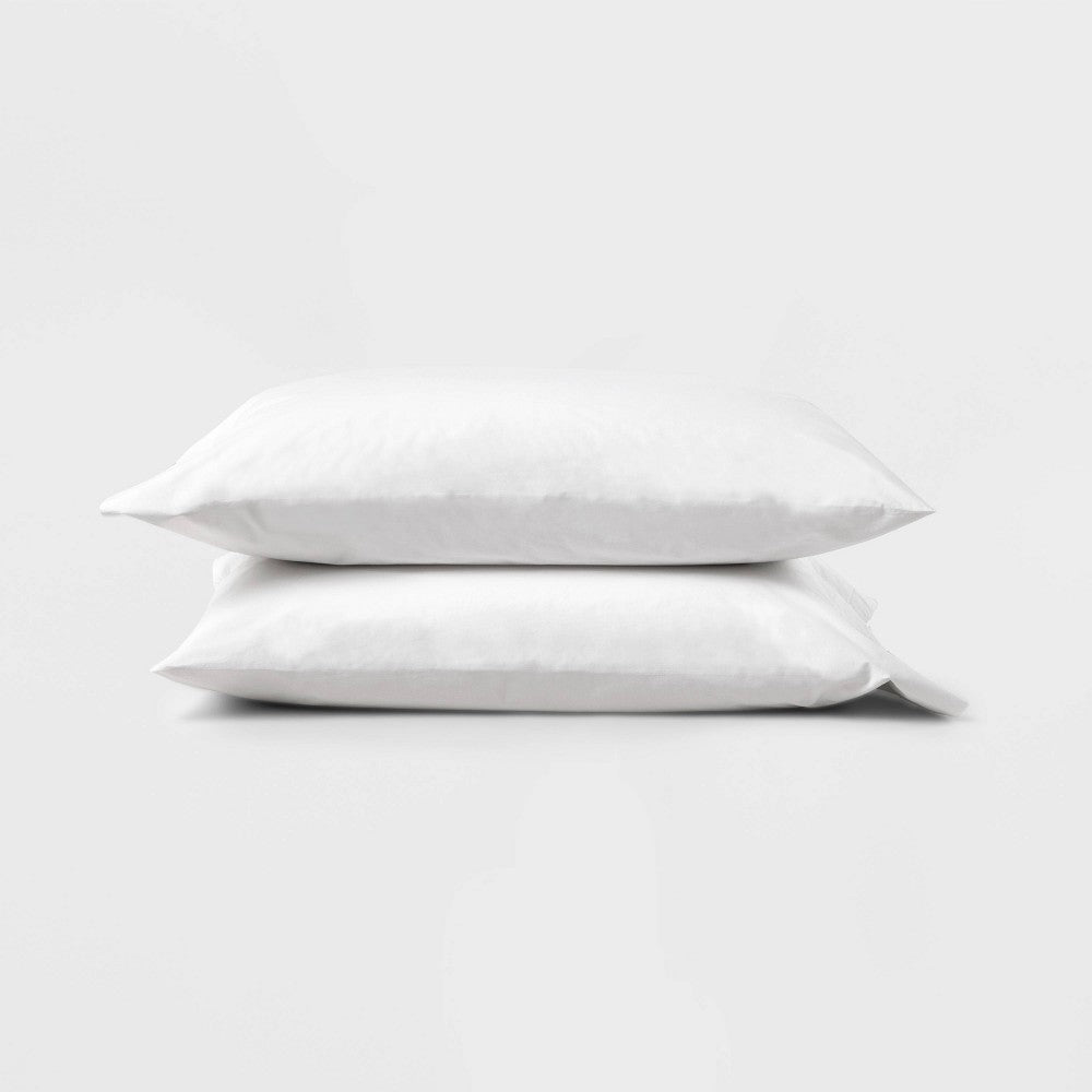 King Washed Supima Percale Solid Pillowcase Set White - Casaluna