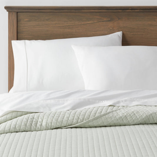 Full/Queen Washed Cotton Sateen Quilt Sage - Threshold