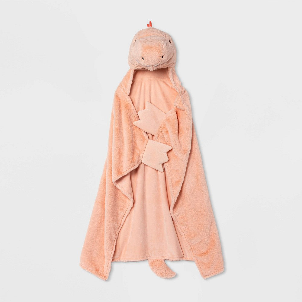 Dinosaur Kids' Hooded Blanket Pink - Pillowfort