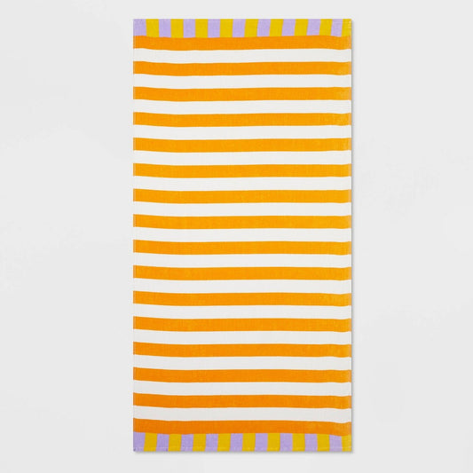 Striped Beach Towel Orange/Yellow - Sun Squad