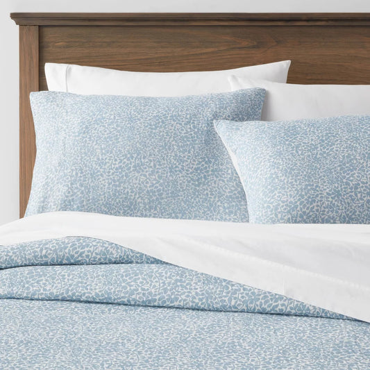 Twin / Twin XL Floral Printed Cotton Duvet Cover & Sham Set Blue - Threshold