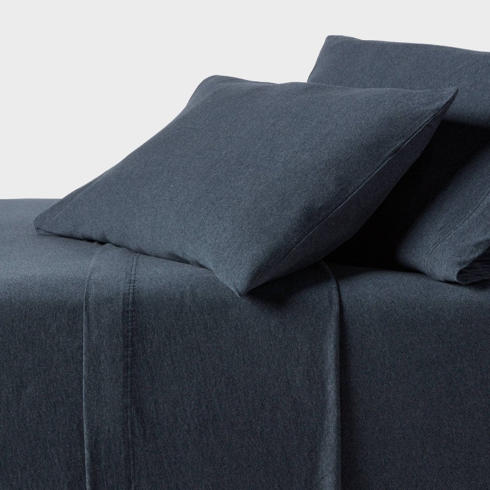 Queen Cotton Jersey Sheet Set Heather Blue - Threshold