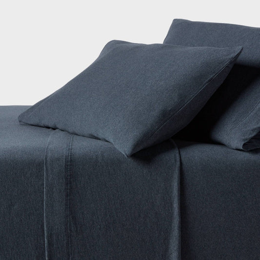 Queen Cotton Jersey Sheet Set Heather Blue - Threshold