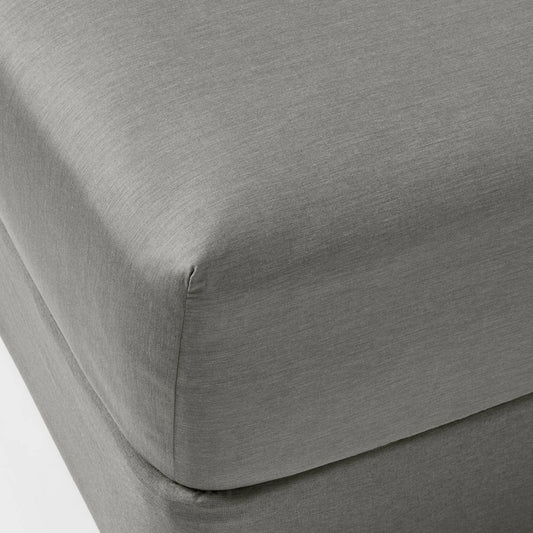 Queen Easy Care Cotton Blend Sateen Fitted Sheet Gray - Room Essentials