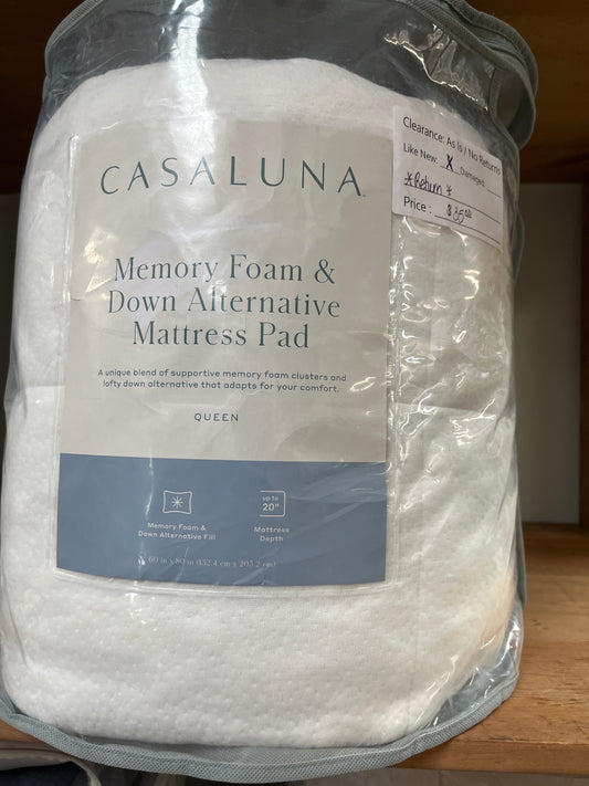 Queen Casaluna Memory Foam and Down Alternative Mattress Pad
