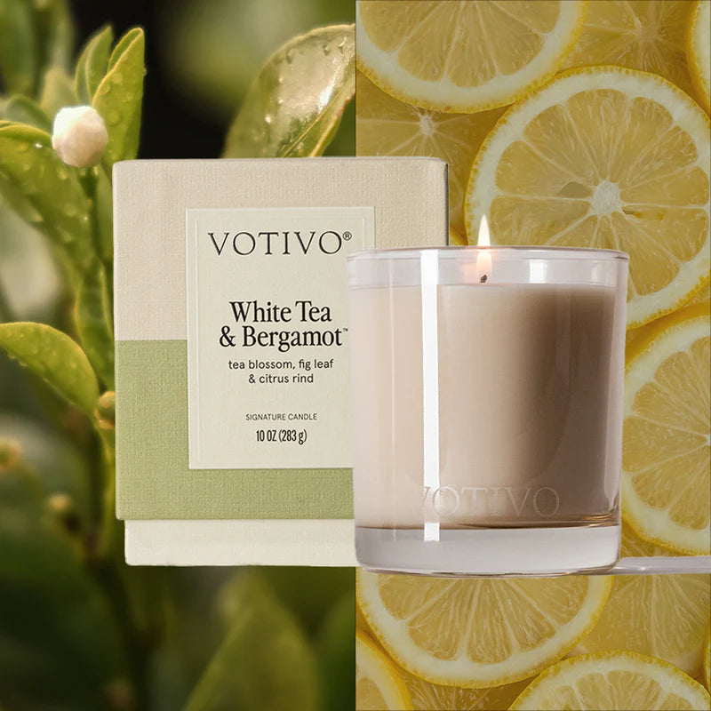 Votivo White Tea & Bergamot 10 oz. Signature Candle