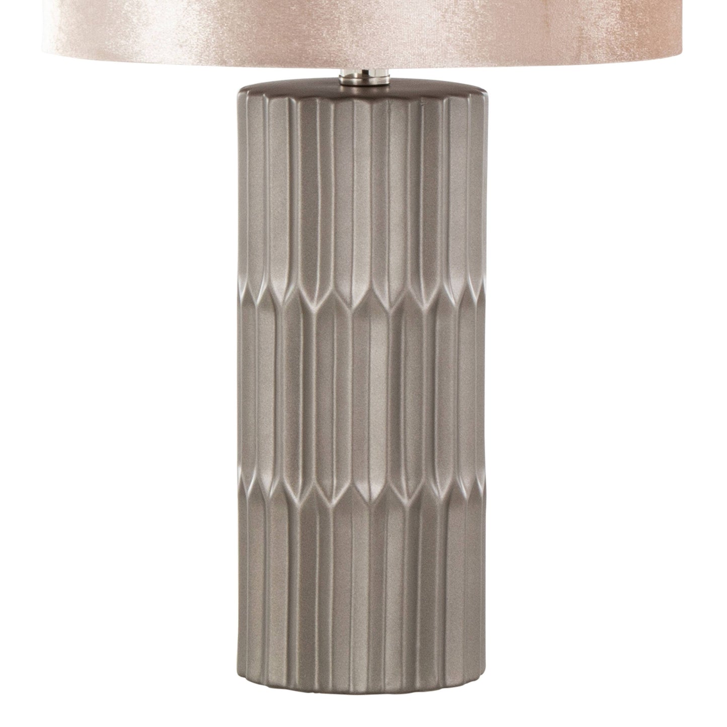 Tania 22" Ceramic Table Lamp: Brown & Brown Metallic Ceramic, Champagne Shade