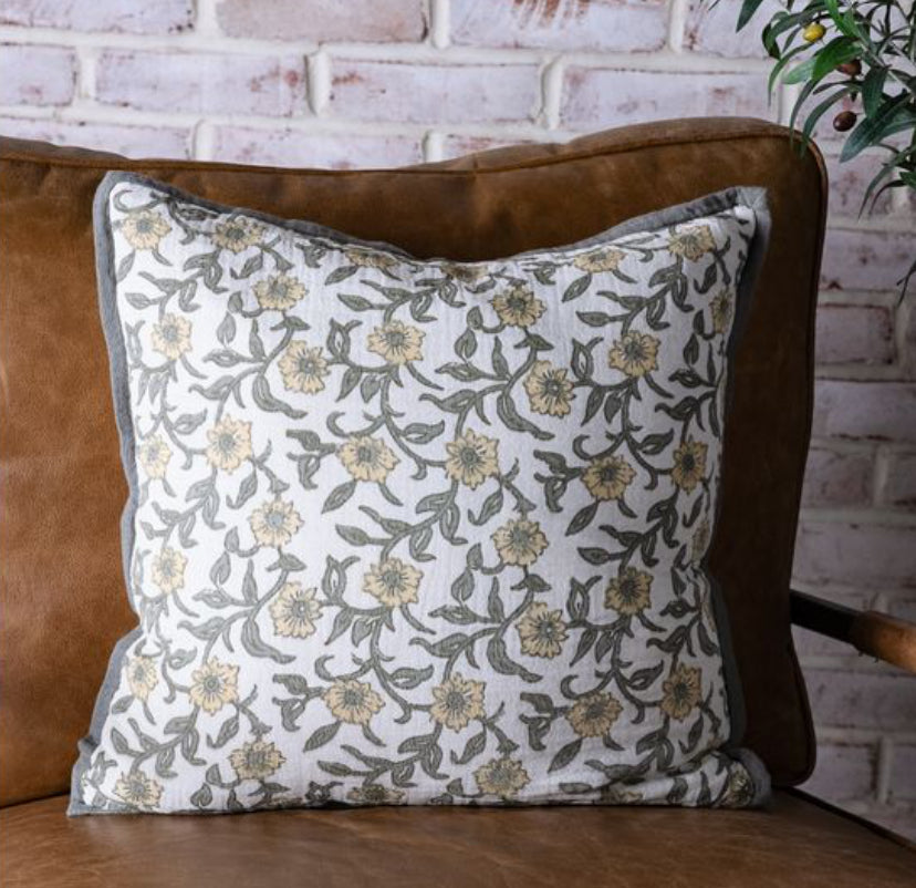 18" Sage & Yellow Primrose Pillow
