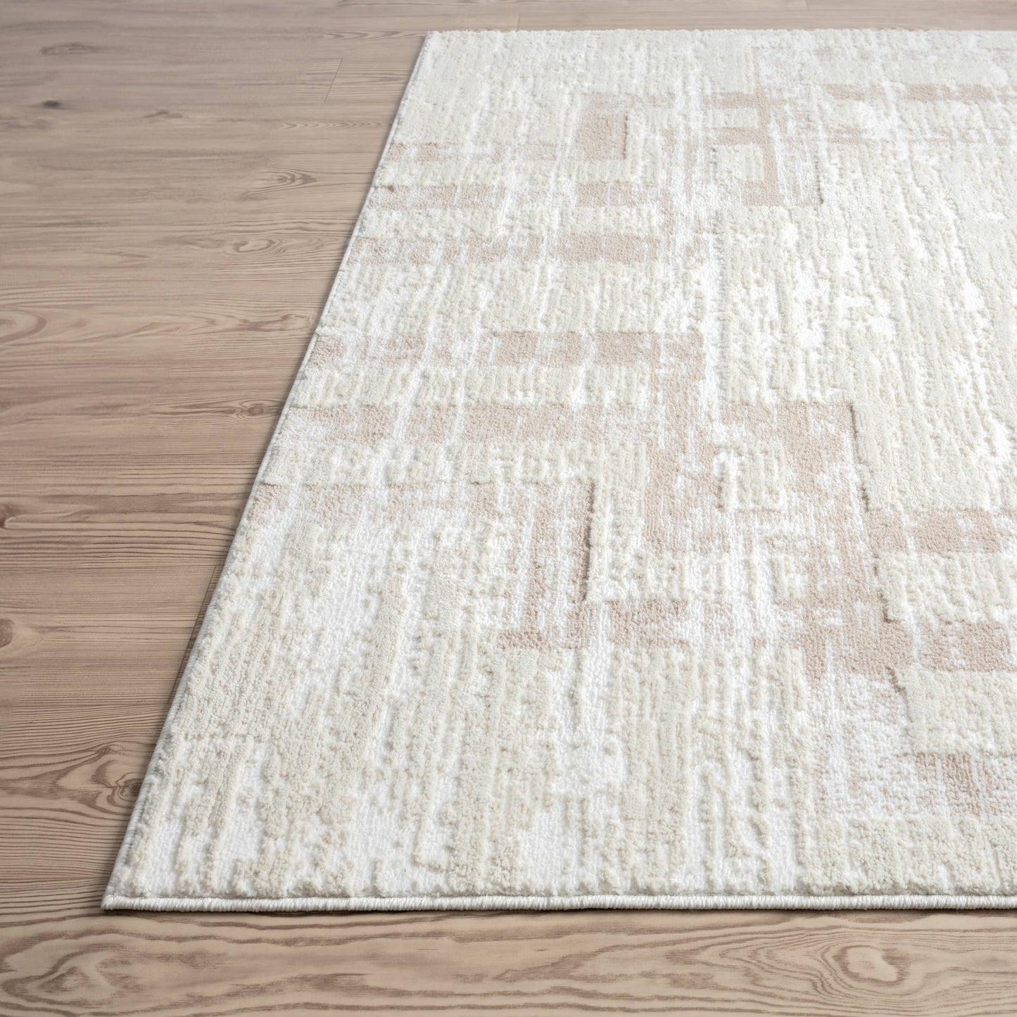 Abani Viva Neutral Cream Beige Art Deco Area Rug: 6' x 9'