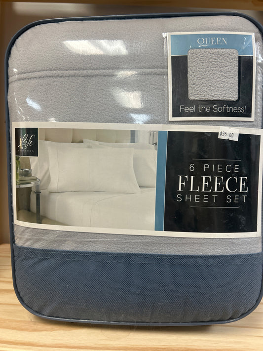 Queen 6pc Fleece Sheet Set - Grey