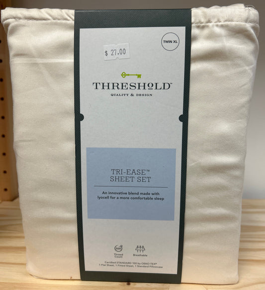 Twin/Twin XL 500TC Tri-Ease Solid Sheet Set Ivory - Threshold