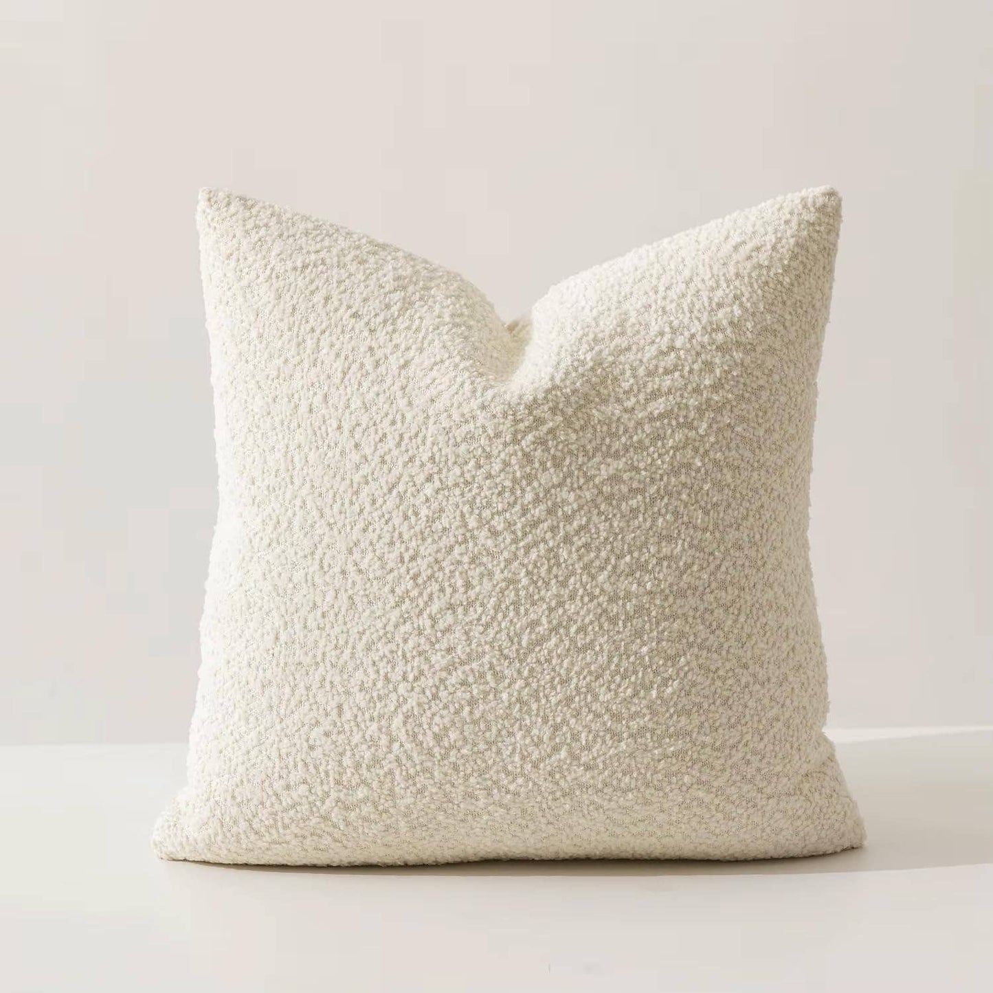 Ivory Textured Bouclé-Style 18" Throw Pillow : Cover + Insert