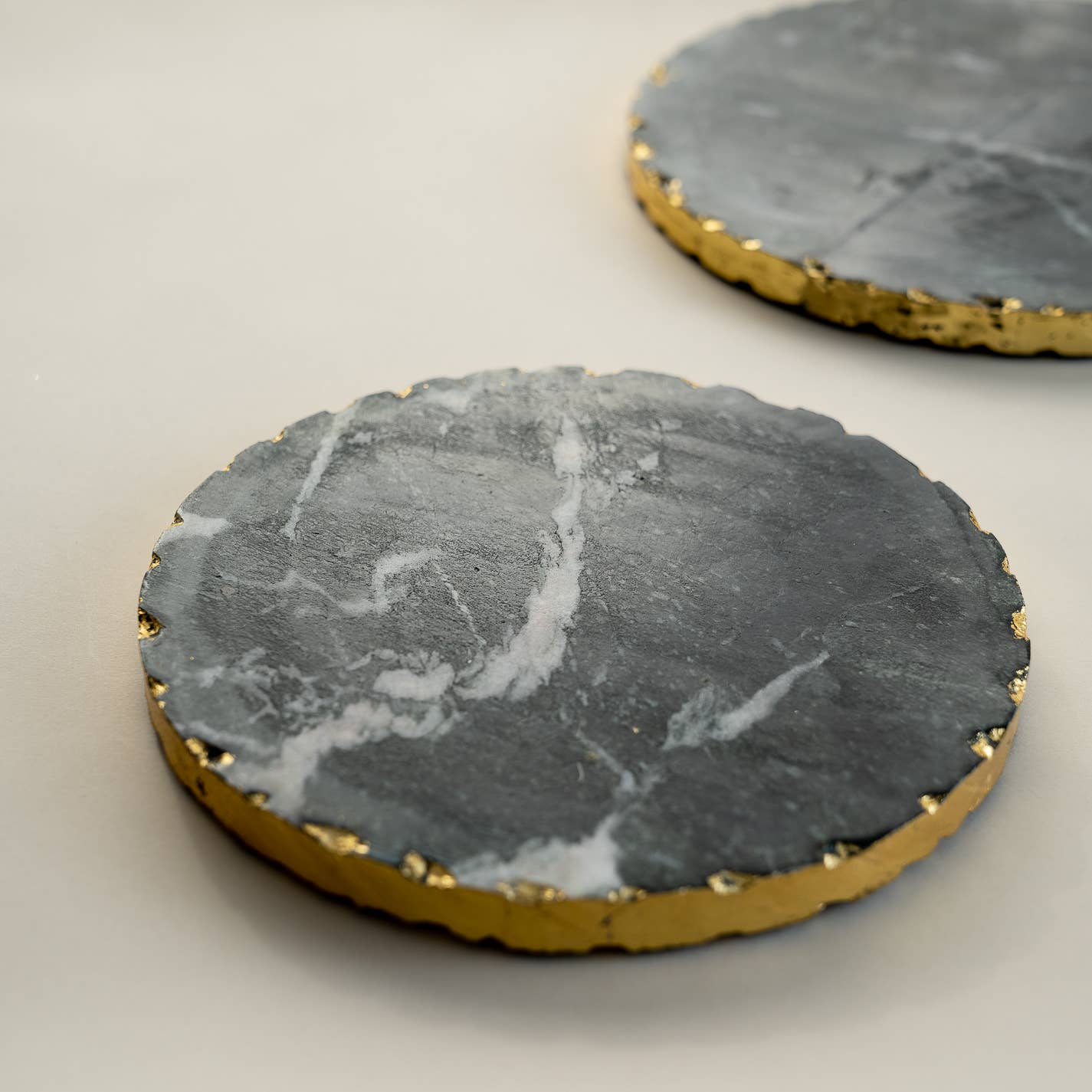 Black Marble Trivet with Gold Edge