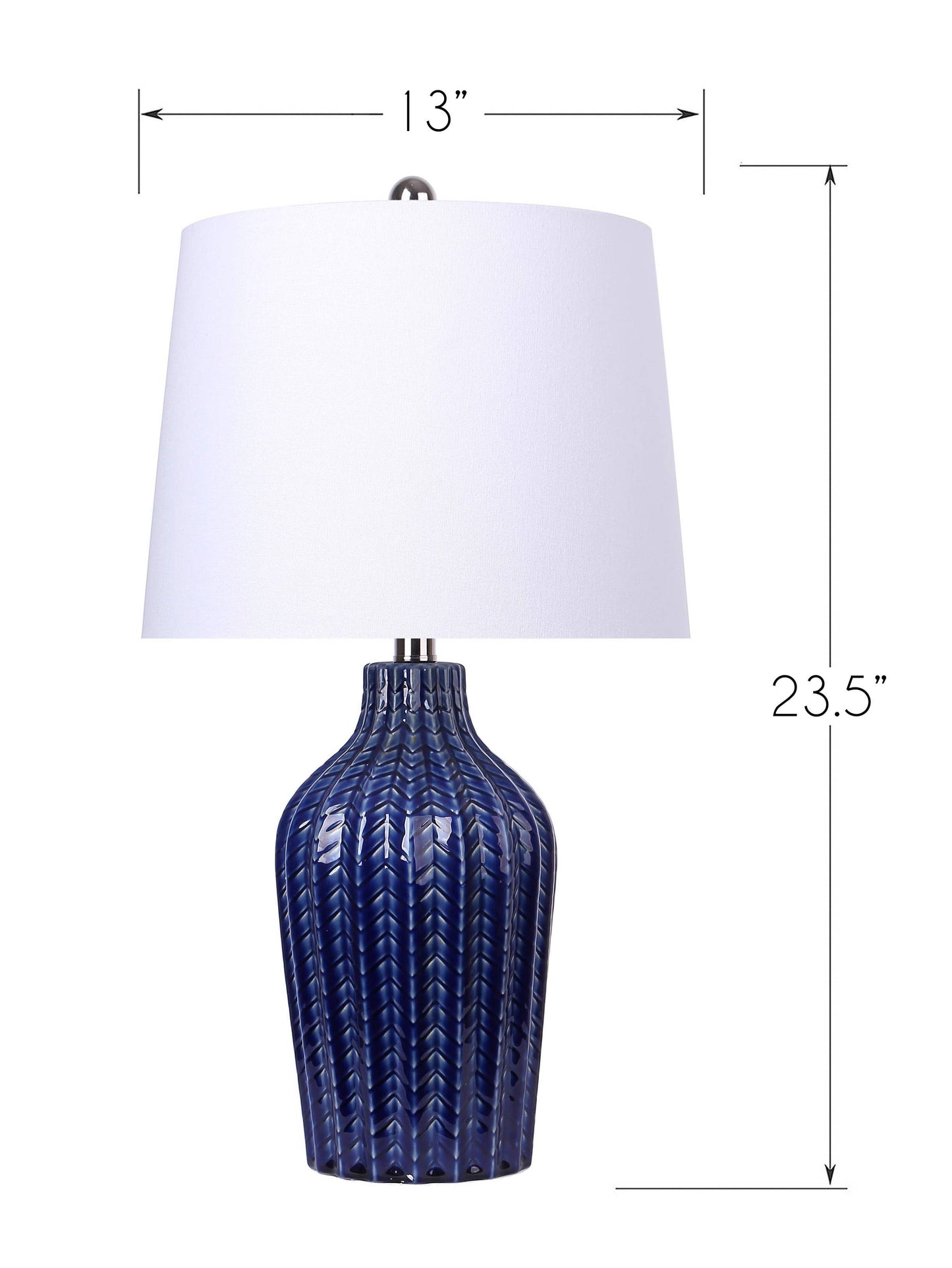 Rockwell 23.5" Ceramic Table Lamp & Linen Shade: Dark Blue