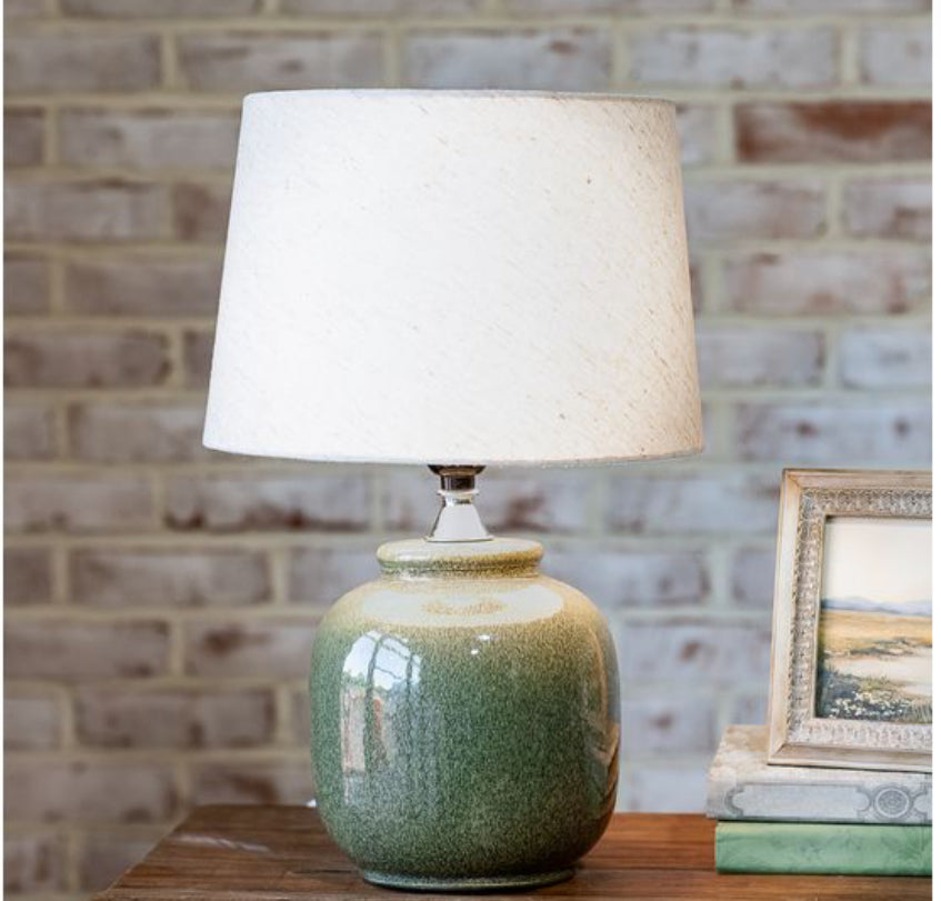 18" Slate Green Ceramic Lamp