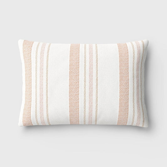 Textured Yarn Dyed Cotton Terracotta Lumbar Throw Pillow - Room Essentials