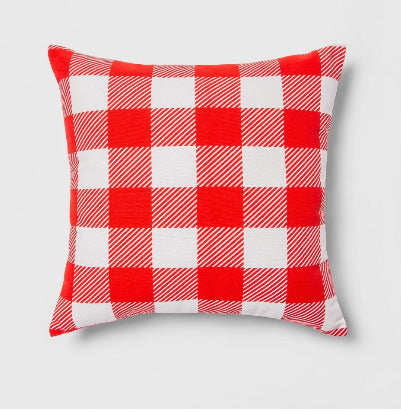 Indoor/Outdoor Gingham Square Throw Pillow Red/White - Sun Squad